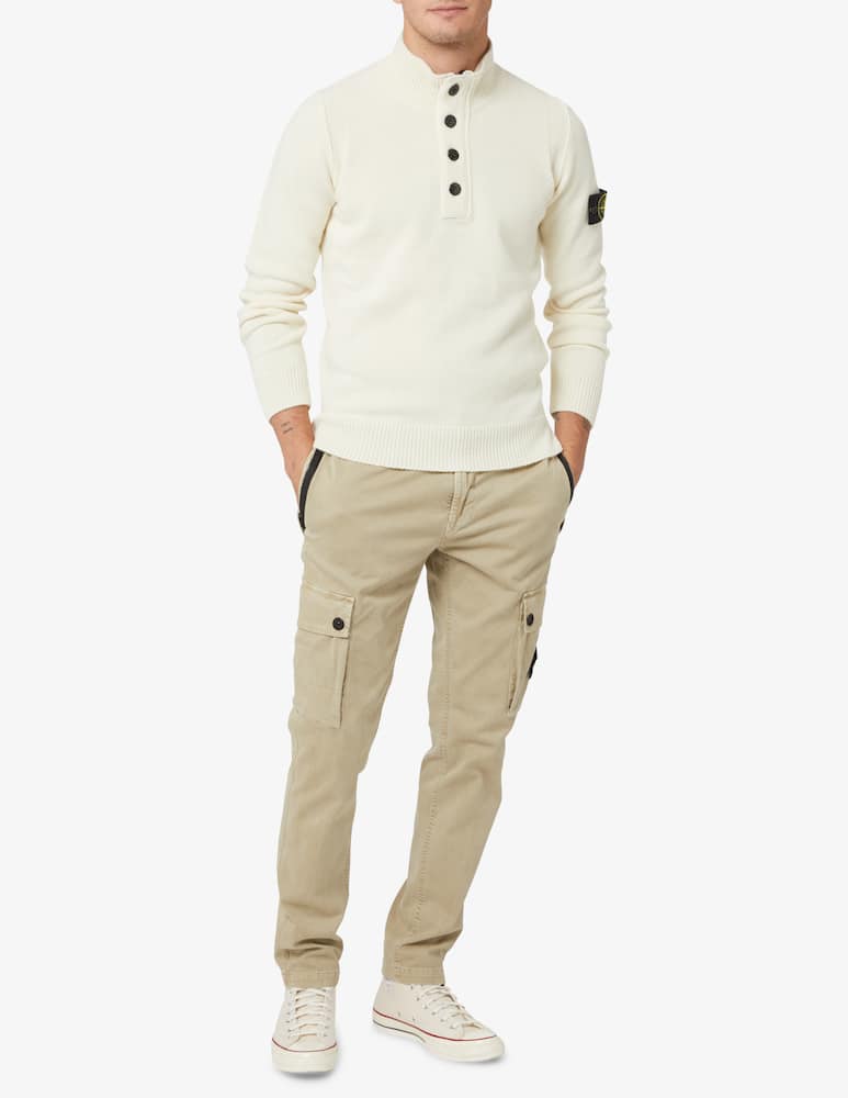 rinascente Stone Island Buttons wool polo - White