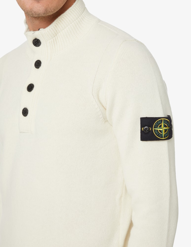 rinascente Stone Island Buttons wool polo - White