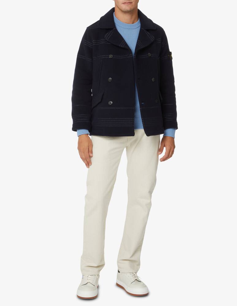 Stone Island Maglia girocollo in lana - Blu - immagine 2 Stone Island Maglia girocollo in lana - Blu - immagine 2