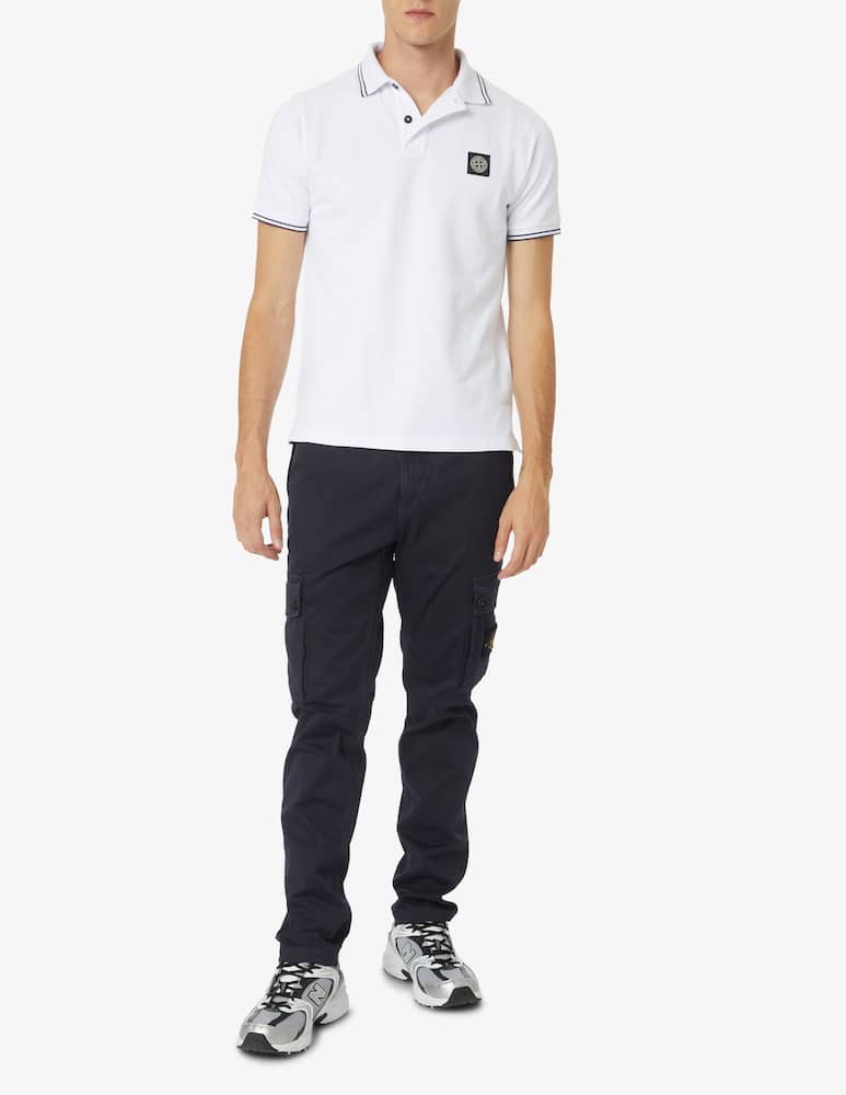 rinascente Stone Island Piquet short sleeve polo - White