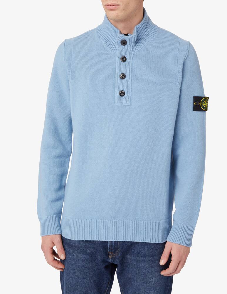 Stone Island Polo con bottoni in lana - Azzurro - immagine 1