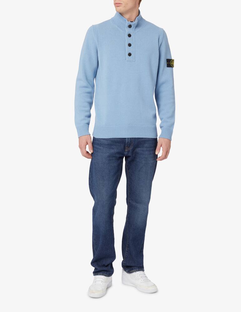 rinascente Stone Island Buttons wool polo - Light blue