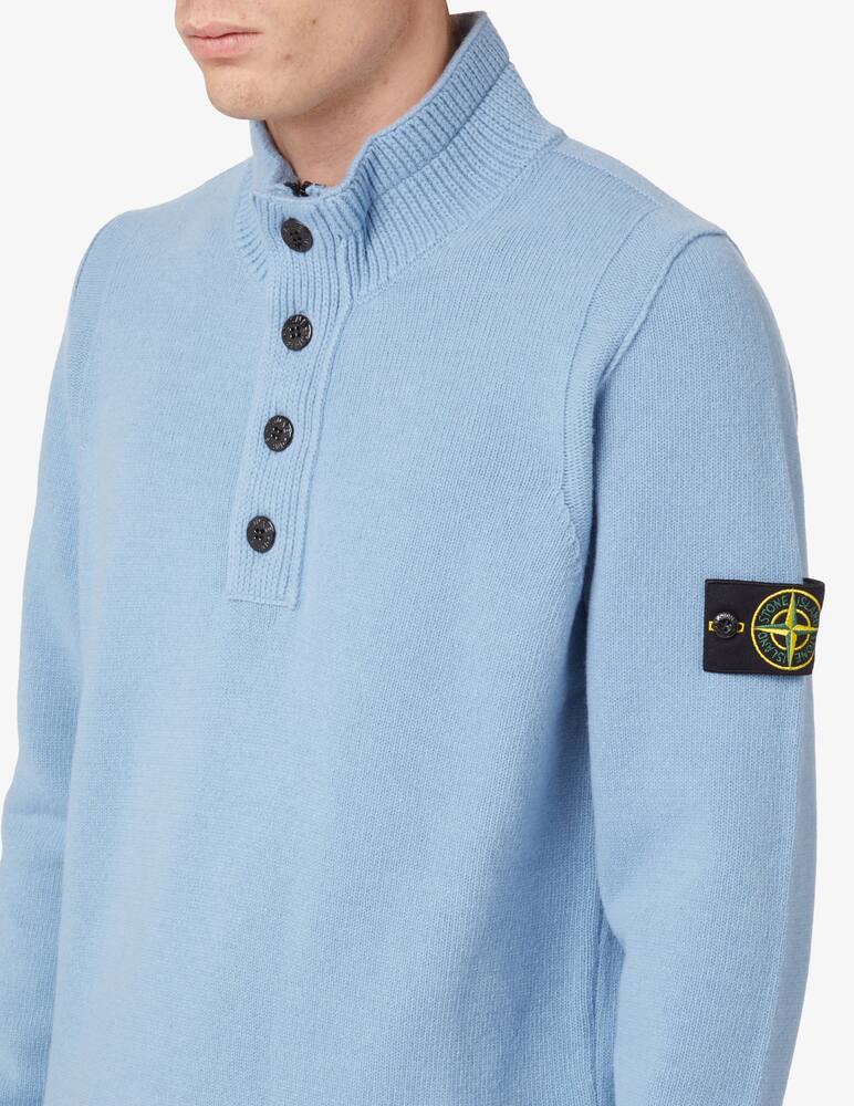 Stone Island Polo con bottoni in lana - Azzurro - immagine 4