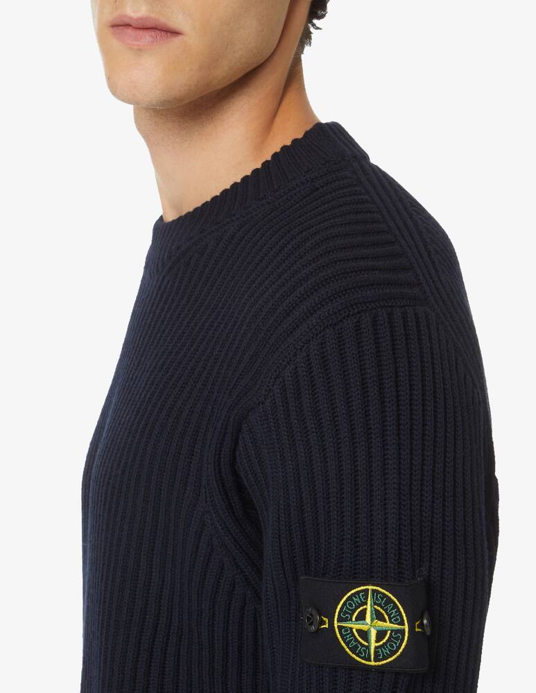 rinascente Stone Island Large ribbed roundneck sweater - Blue