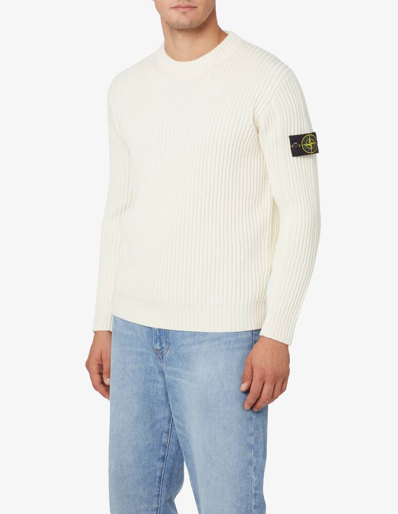 Stone Island Large ribbed roundneck sweater - White - picture 1