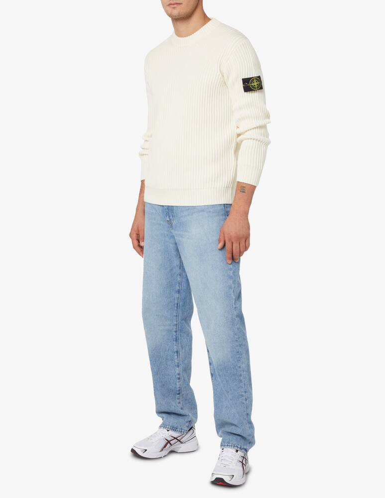 Stone Island Large ribbed roundneck sweater - White - picture 2