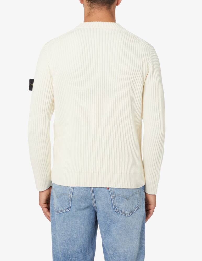 Stone Island Large ribbed roundneck sweater - White - picture 3