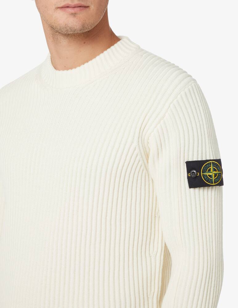 Stone Island Large ribbed roundneck sweater - White - picture 4