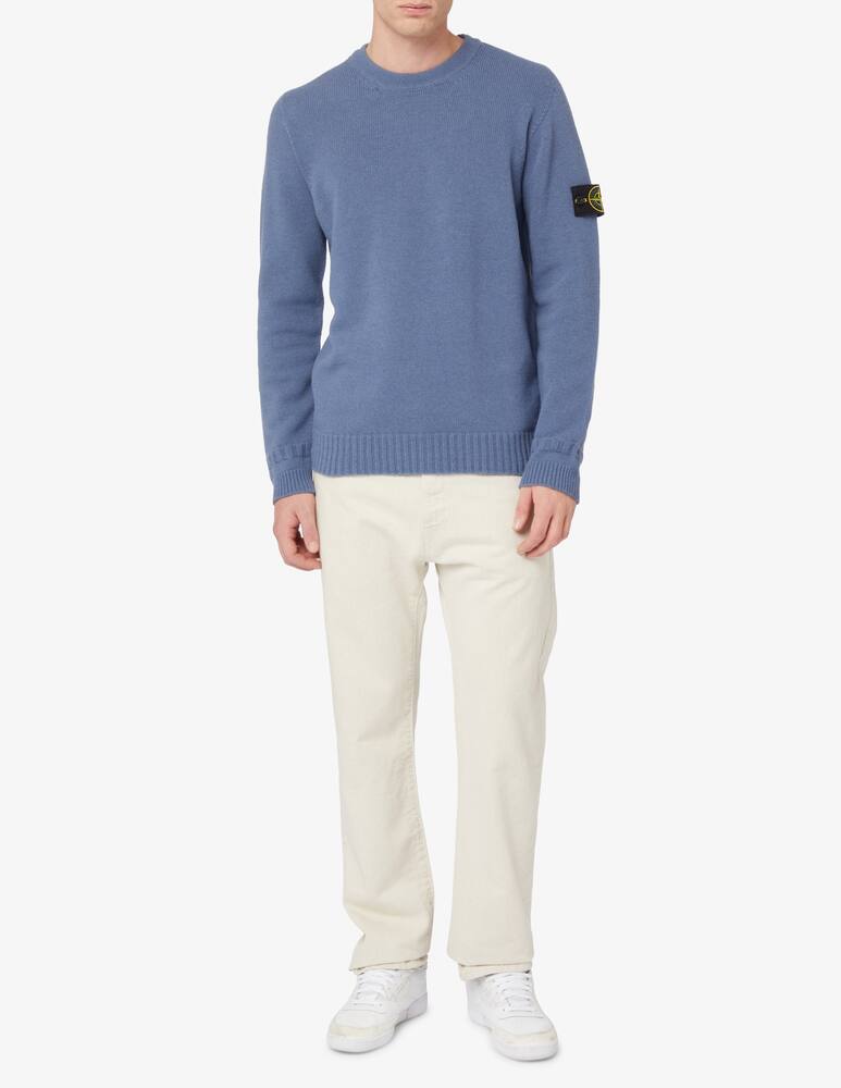 rinascente Stone Island Maglia girocollo in lana fondo dritto - Blu