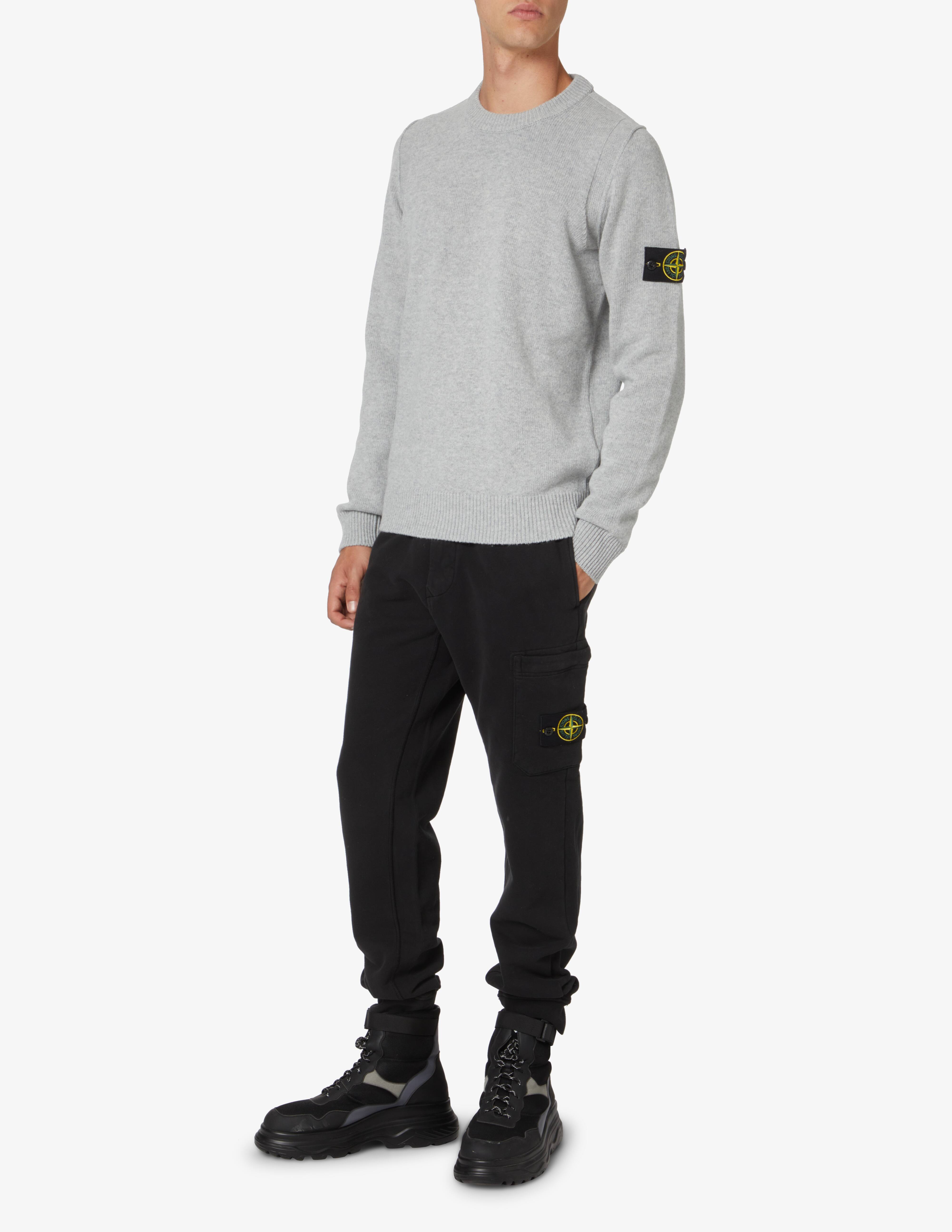 Shop Stone Island Wool crew neck sweater - Grey on Rinascente