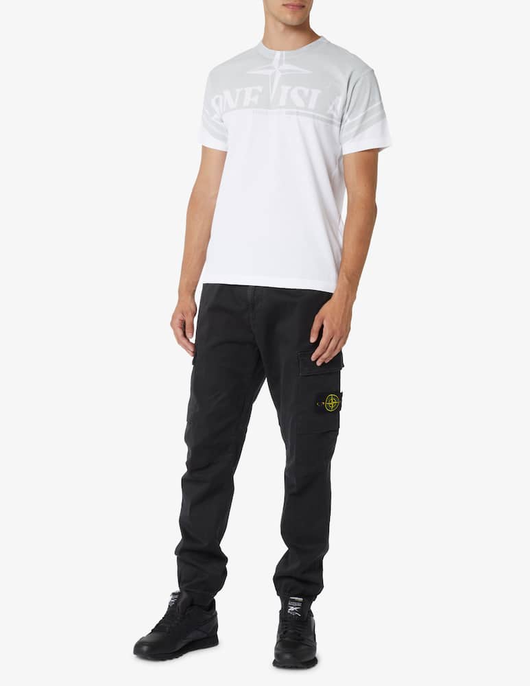 rinascente Stone Island Maglietta manica corta con logo al collo - Bianco