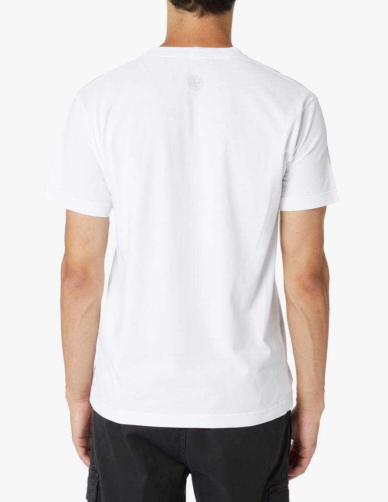 rinascente Stone Island Maglietta manica corta con logo al collo - Bianco