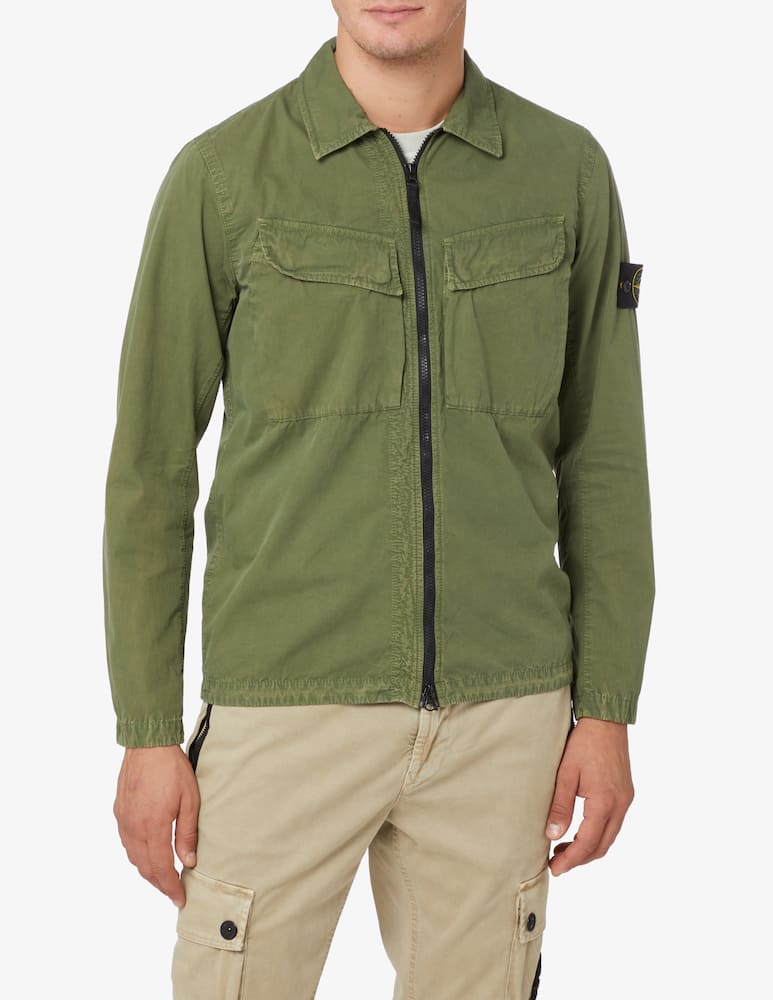 rinascente Stone Island Overshirt in brushed cotton  - Green