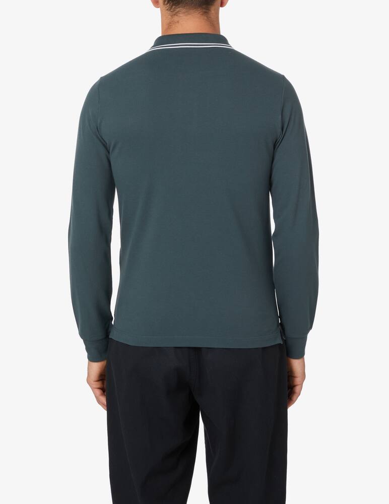 rinascente Stone Island Polo manica lunga piquet con patch - Verde