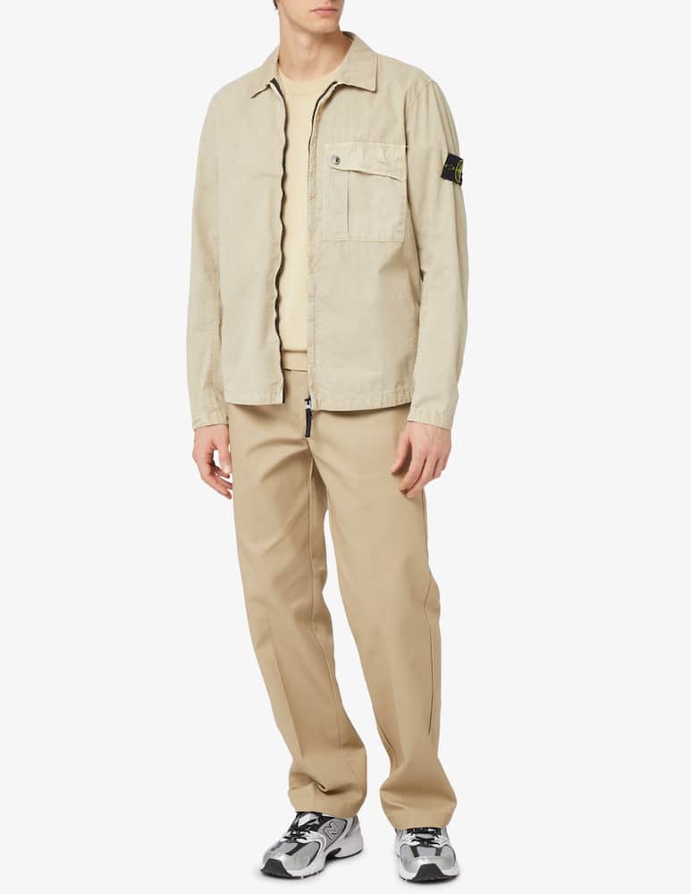 rinascente Stone Island Overshirt tela effetto old tasca