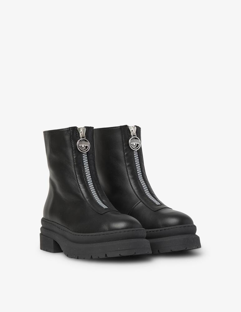 rinascente Chiara Ferragni Leather booties with zip - Black