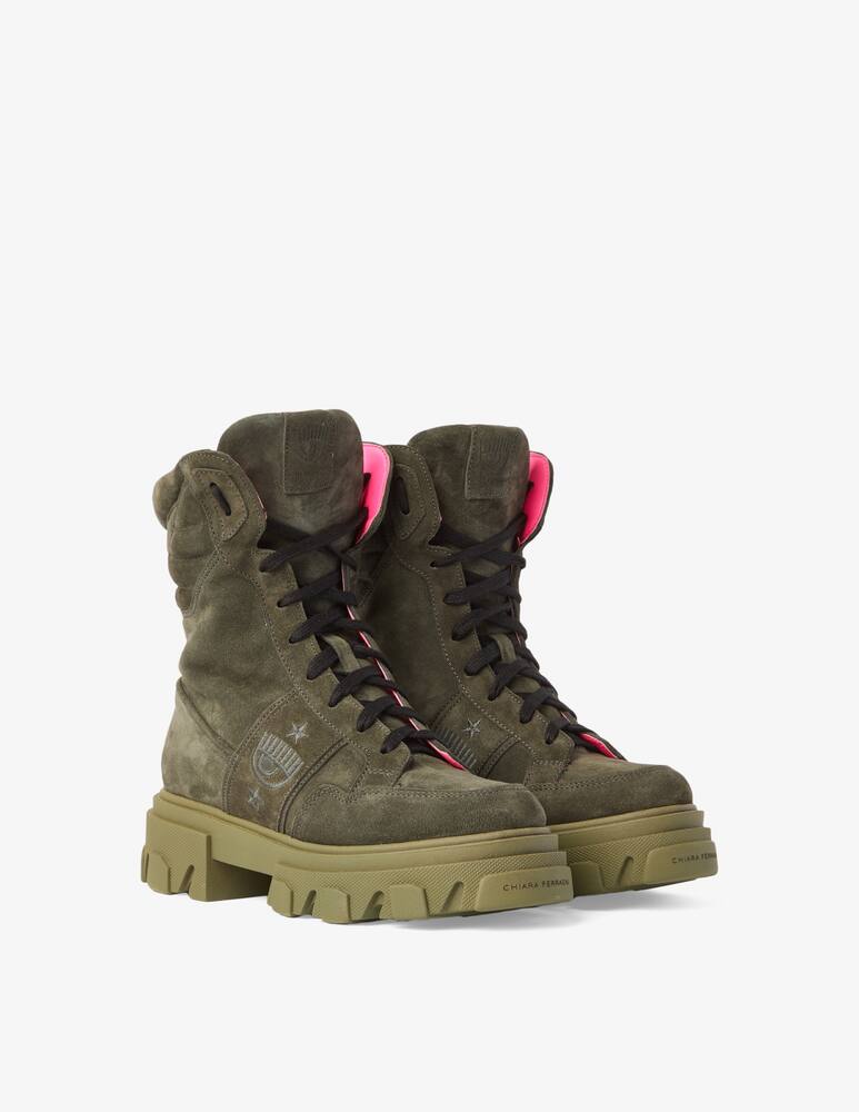 rinascente Chiara Ferragni Suede combat boots - Olive