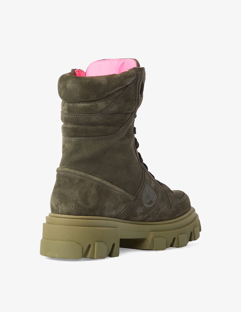 rinascente Chiara Ferragni Suede combat boots - Olive