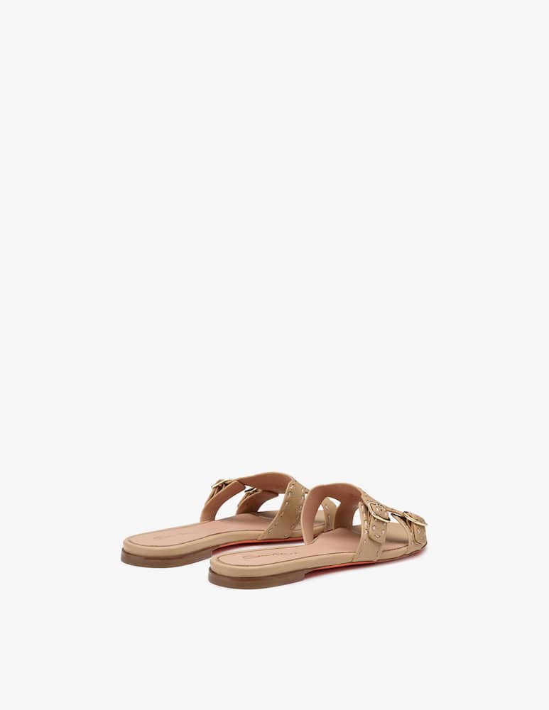 rinascente Santoni Beige leather Didi slide sandal
