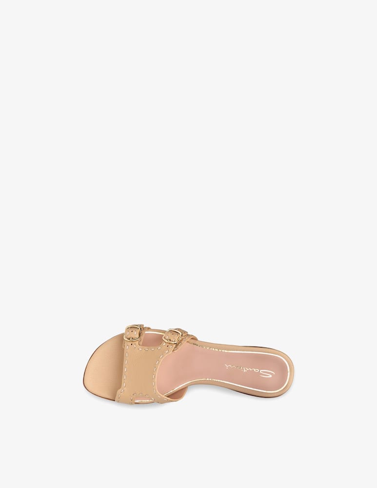 rinascente Santoni Beige leather Didi slide sandal