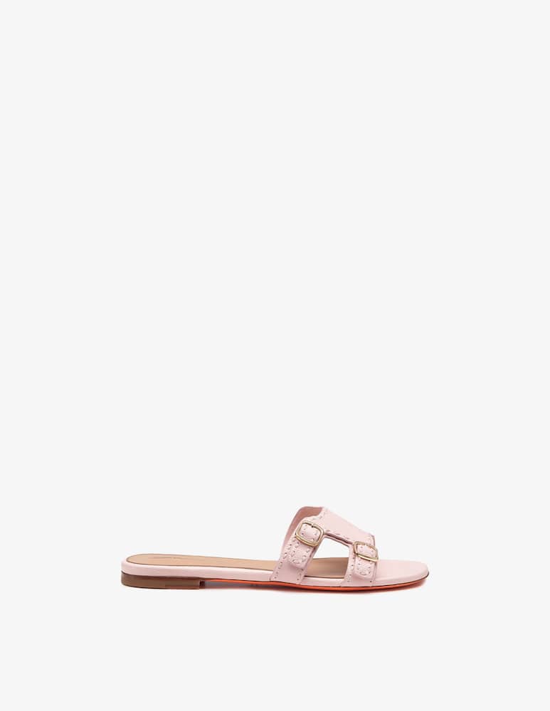 rinascente Santoni Pink leather Didi slide sandal