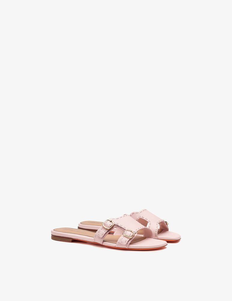 rinascente Santoni Pink leather Didi slide sandal