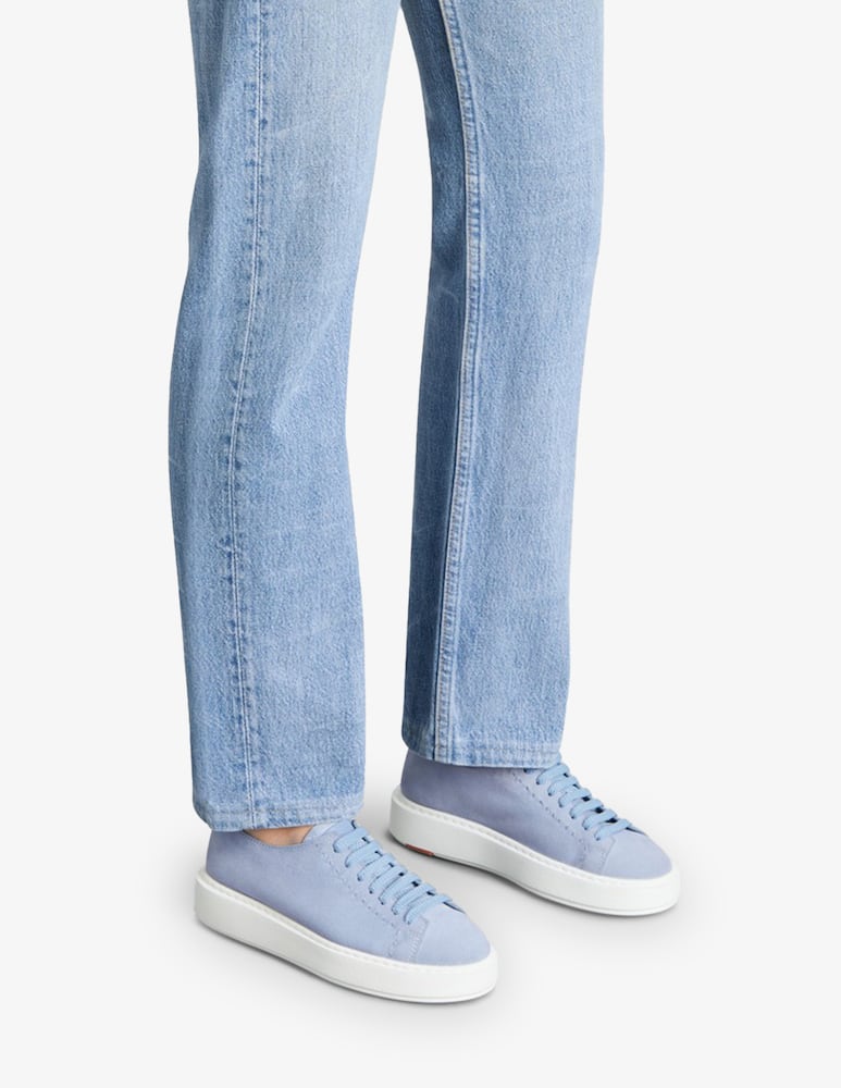 rinascente Santoni Sneaker in suede azzurro chiaro