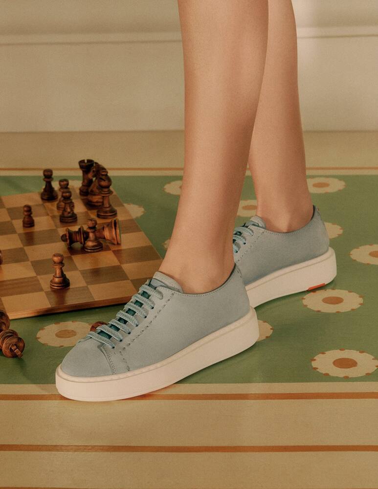 rinascente Santoni Sneaker in suede azzurro chiaro