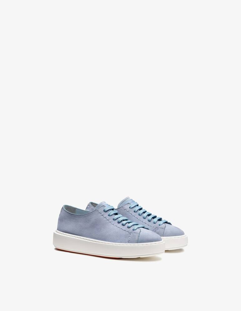 rinascente Santoni Sneaker in suede azzurro chiaro