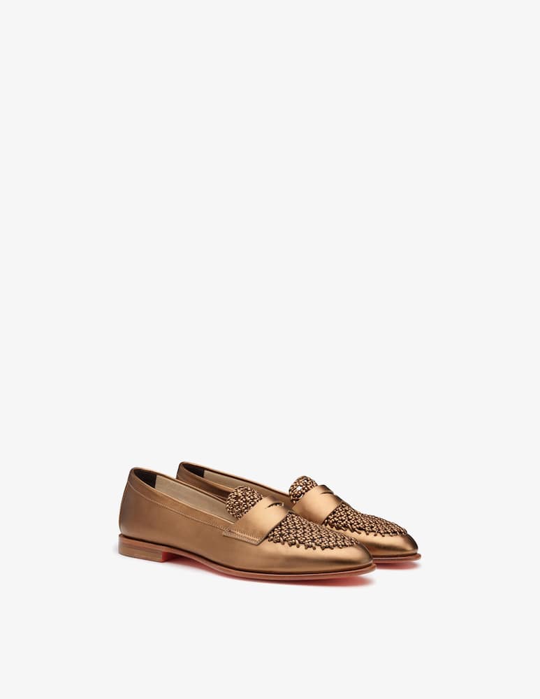 Santoni Mocassino penny in pelle laminata oro - immagine 4 Santoni Mocassino penny in pelle laminata oro - immagine 4