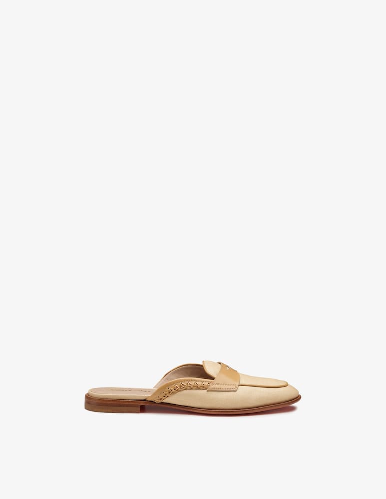 Santoni Mule in pelle e tessuto beige - immagine 1 Santoni Mule in pelle e tessuto beige - immagine 1