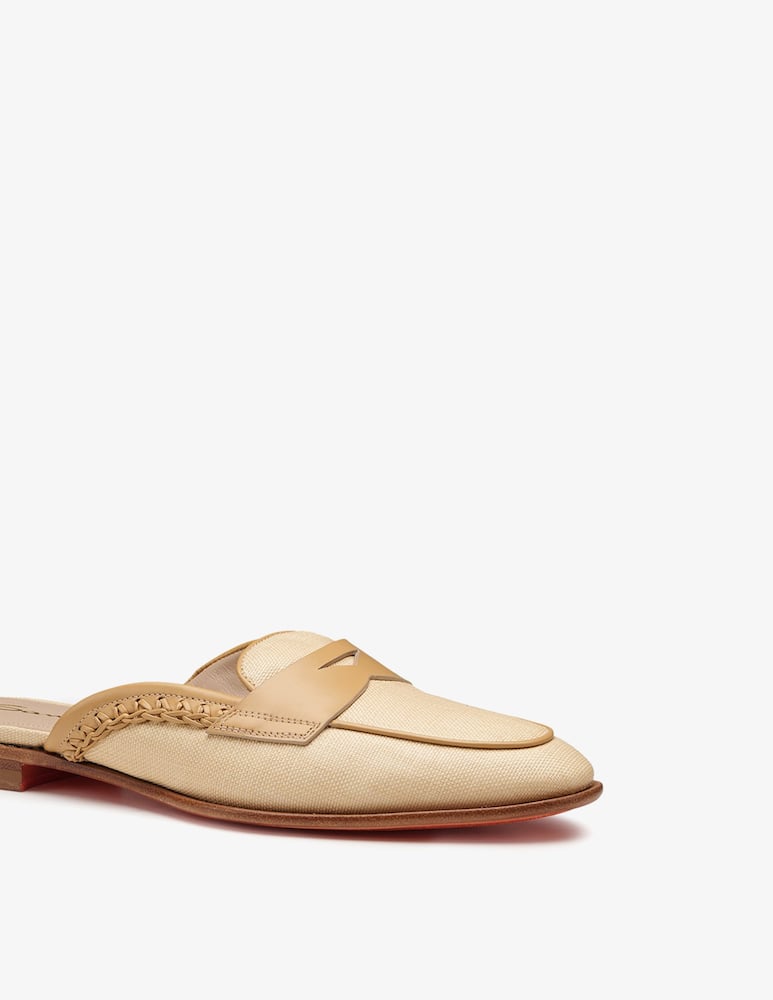 Santoni Mule in pelle e tessuto beige - immagine 4 Santoni Mule in pelle e tessuto beige - immagine 4