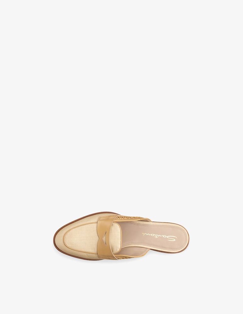 Santoni Mule in pelle e tessuto beige - immagine 5 Santoni Mule in pelle e tessuto beige - immagine 5