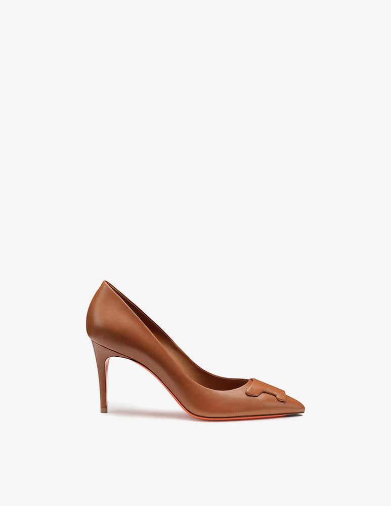 rinascente Santoni Brown leather high-heel Sibille pump