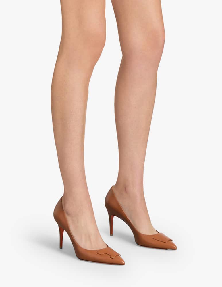 rinascente Santoni Brown leather high-heel Sibille pump