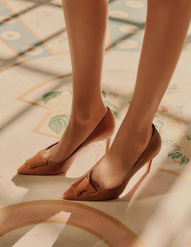 rinascente Santoni Brown leather high-heel Sibille pump
