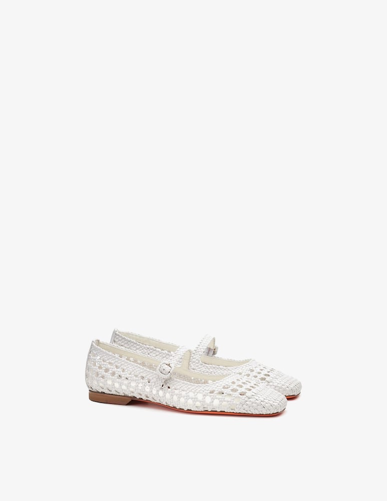 rinascente Santoni White woven leather ballet flat