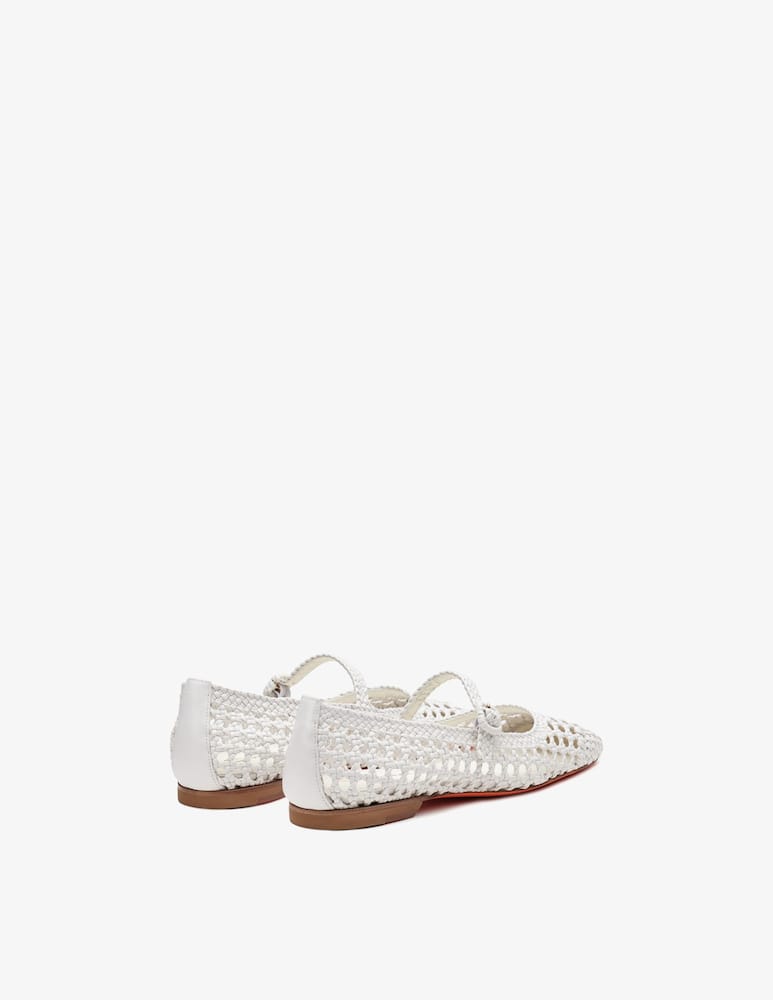 rinascente Santoni White woven leather ballet flat
