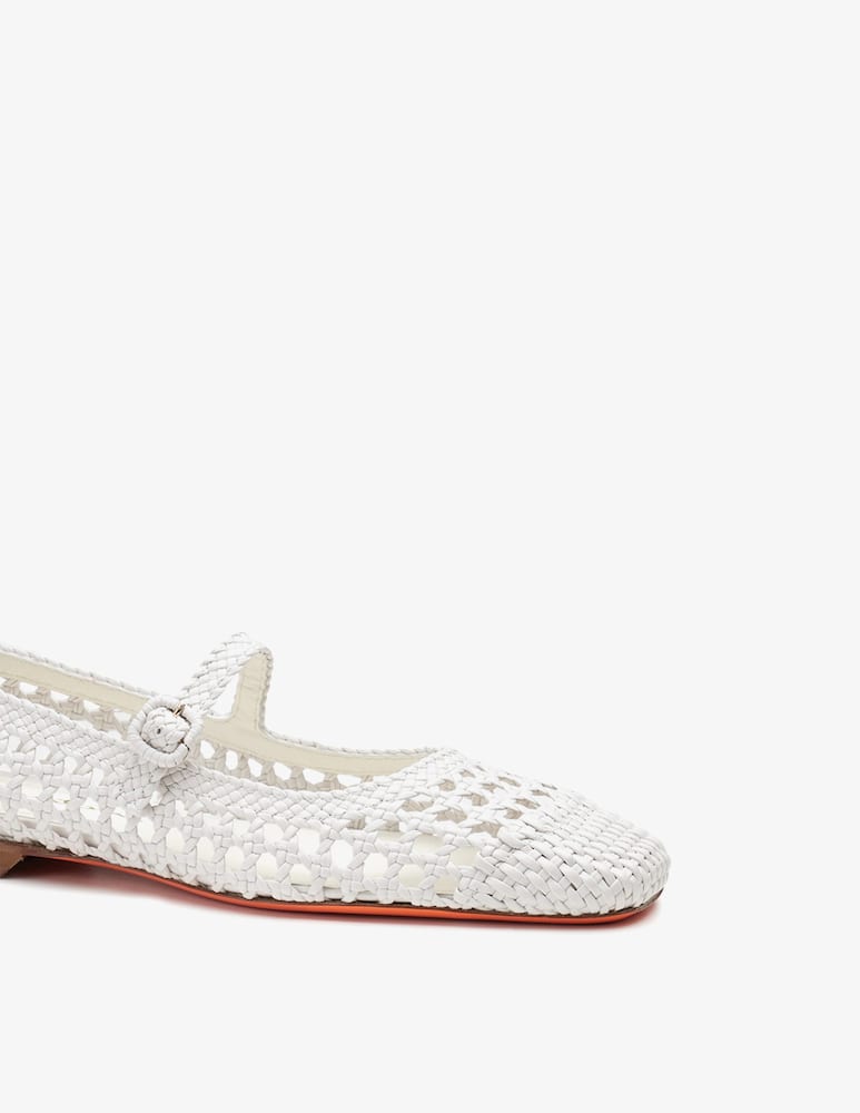 rinascente Santoni White woven leather ballet flat