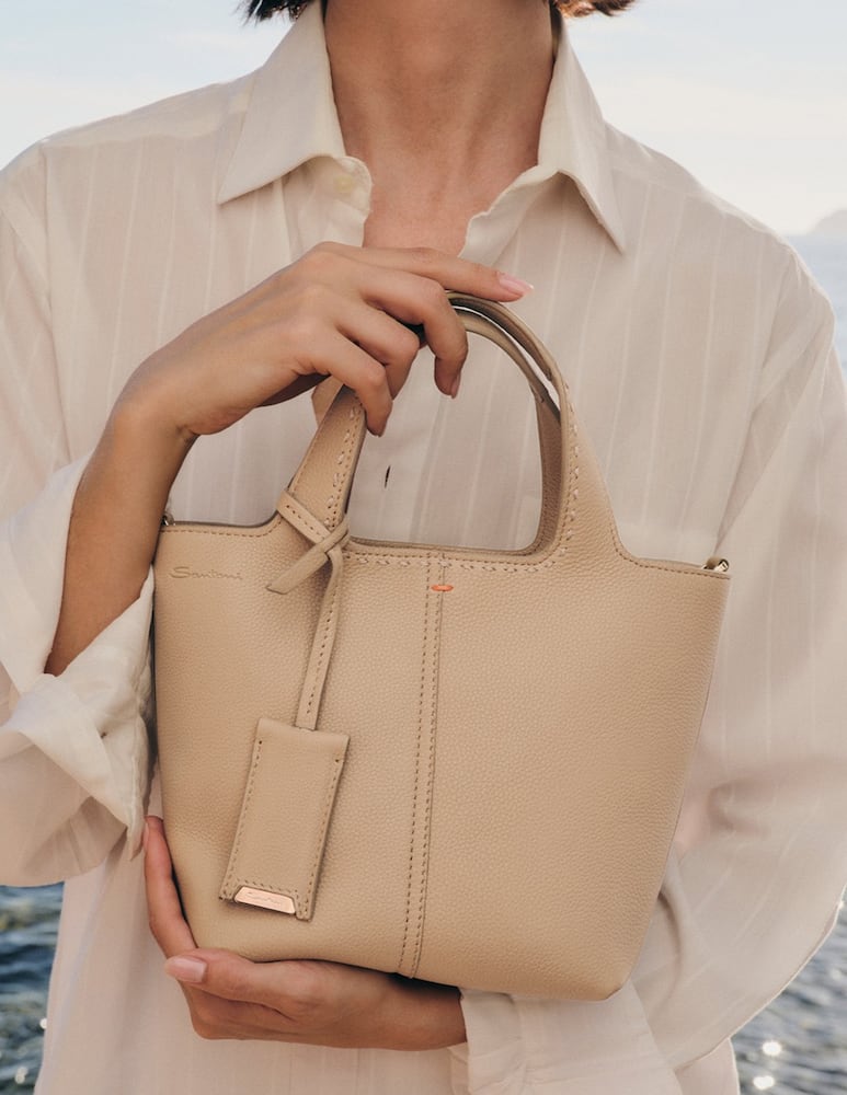 Santoni Borsa in pelle martellata beige - immagine 2 Santoni Borsa in pelle martellata beige - immagine 2