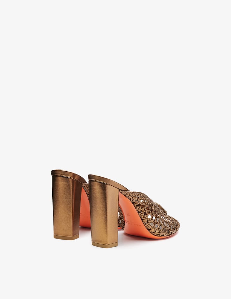 Santoni Gold woven leather high-heel sandal - picture 3 Santoni Gold woven leather high-heel sandal - picture 3