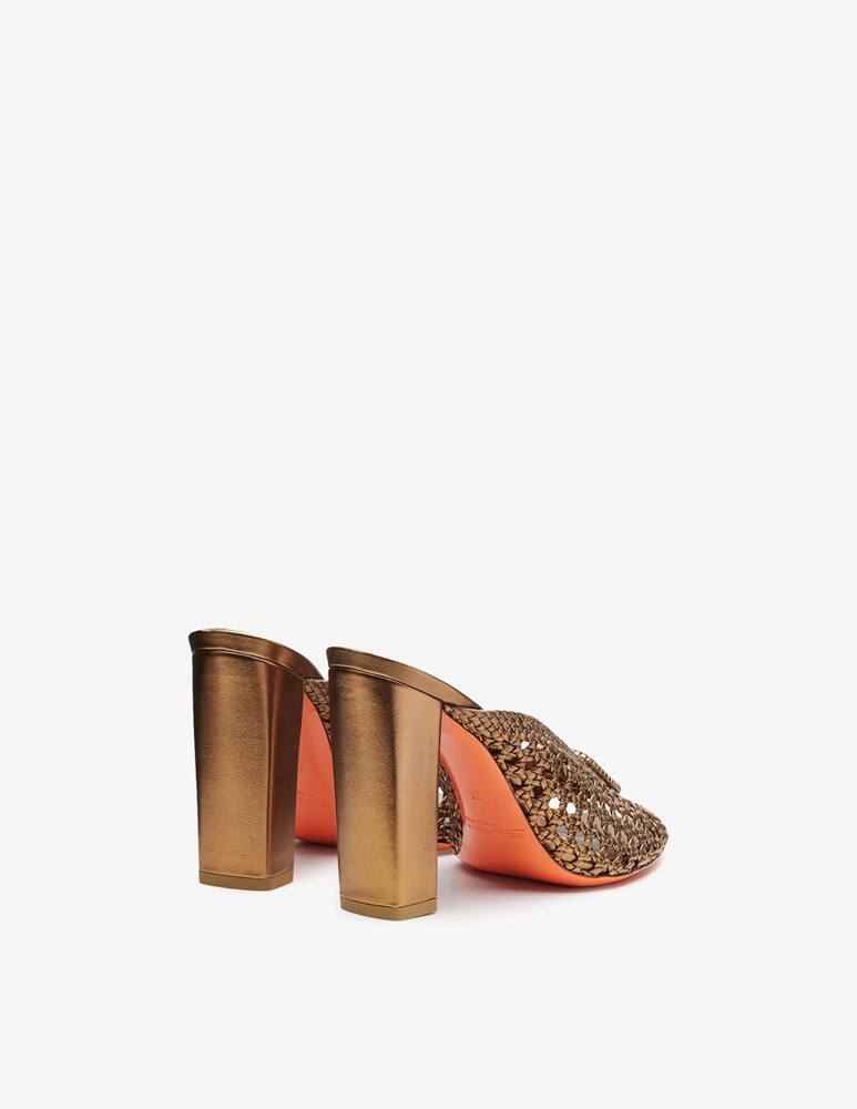 rinascente Santoni Gold woven leather high-heel sandal