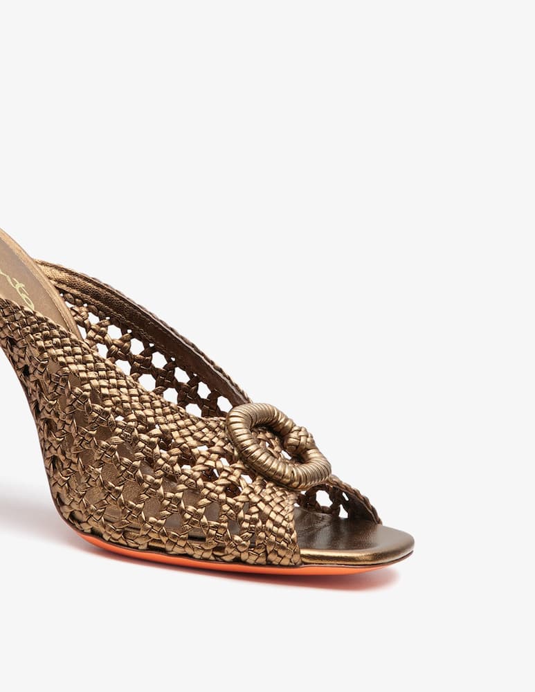 rinascente Santoni Gold woven leather high-heel sandal
