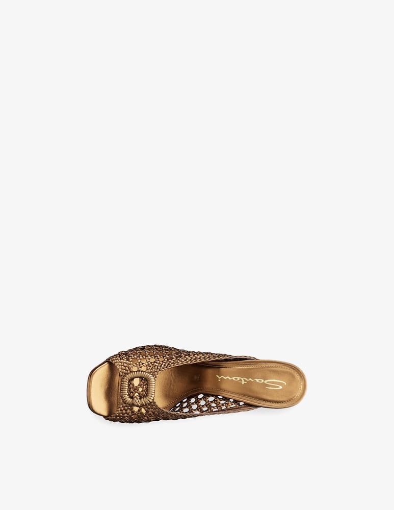 rinascente Santoni Gold woven leather high-heel sandal