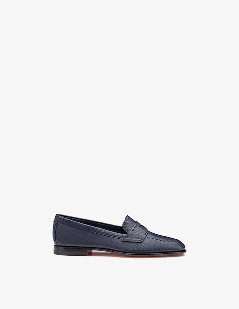 Santoni Blue leather penny loafer - picture 1 Santoni Blue leather penny loafer - picture 1