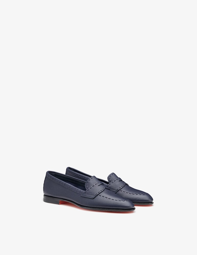 Santoni Blue leather penny loafer - picture 2 Santoni Blue leather penny loafer - picture 2