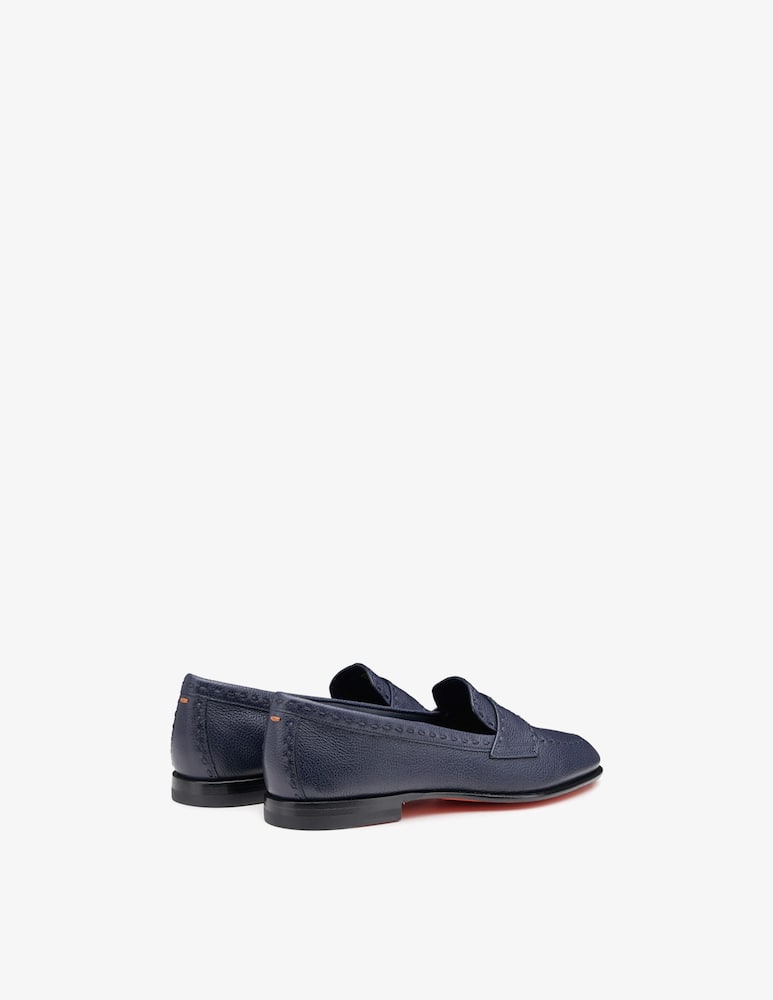 Santoni Blue leather penny loafer - picture 3 Santoni Blue leather penny loafer - picture 3