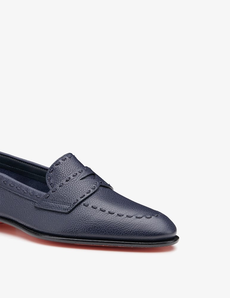 Santoni Blue leather penny loafer - picture 4 Santoni Blue leather penny loafer - picture 4