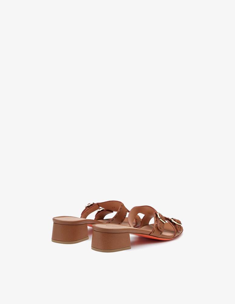 rinascente Santoni Sandalo Didi in pelle marrone con tacco basso