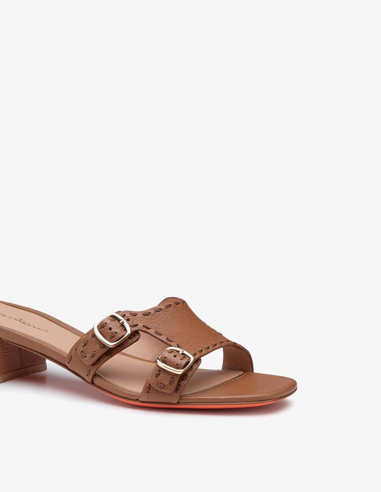 rinascente Santoni Sandalo Didi in pelle marrone con tacco basso